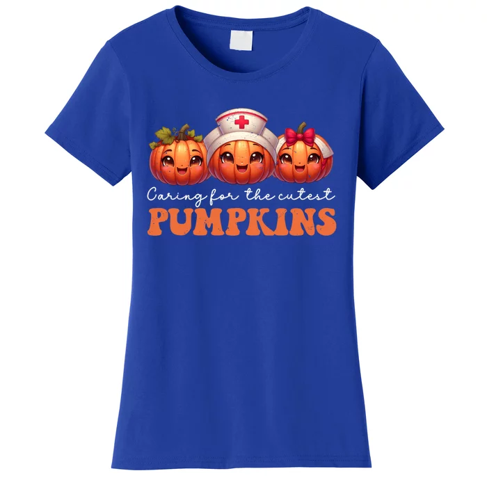 Pumpkins Nurse Halloween Scrub Top Fall Thanksgiving Cool Gift Women's T-Shirt