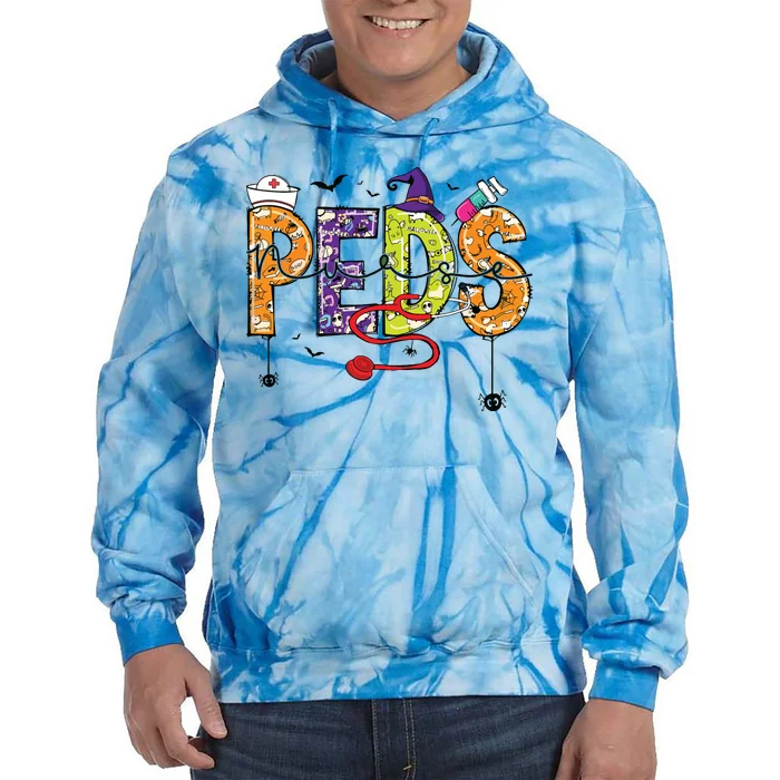 Pediatric Nurse Halloween Pediatric Nursing Funny Peds Nurse Tie Dye Hoodie