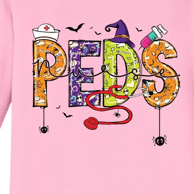 Pediatric Nurse Halloween Pediatric Nursing Funny Peds Nurse Baby Long Sleeve Bodysuit