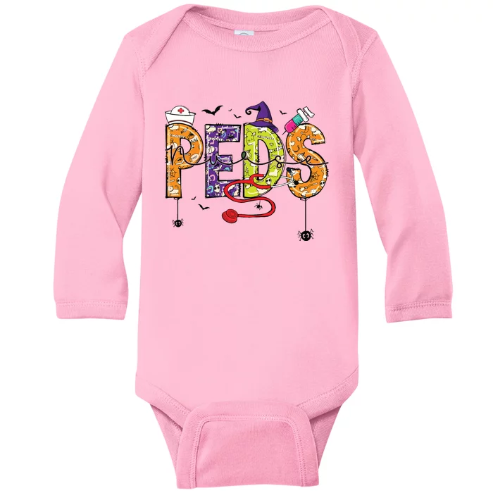 Pediatric Nurse Halloween Pediatric Nursing Funny Peds Nurse Baby Long Sleeve Bodysuit