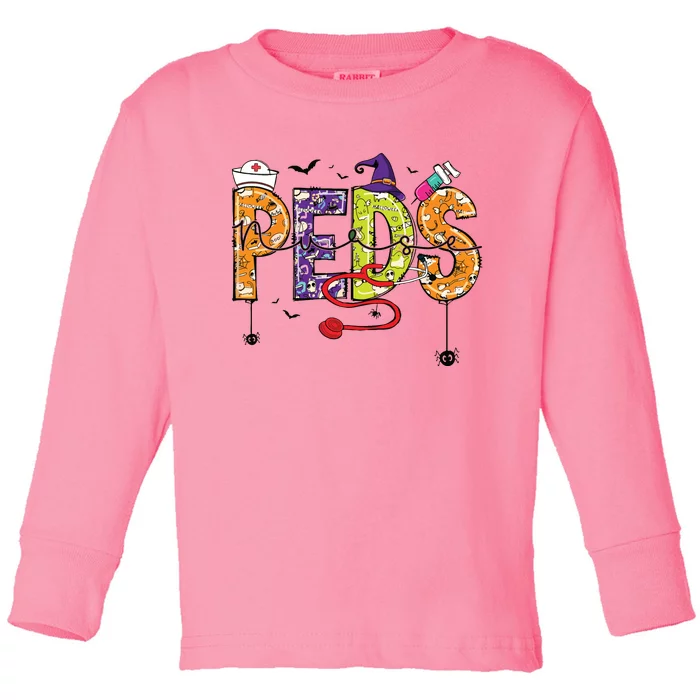 Pediatric Nurse Halloween Pediatric Nursing Funny Peds Nurse Toddler Long Sleeve Shirt