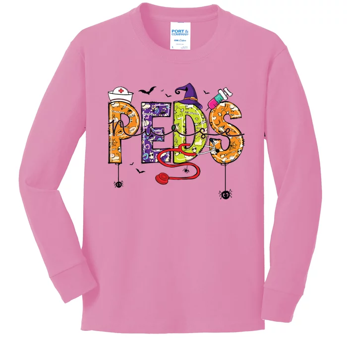 Pediatric Nurse Halloween Pediatric Nursing Funny Peds Nurse Kids Long Sleeve Shirt