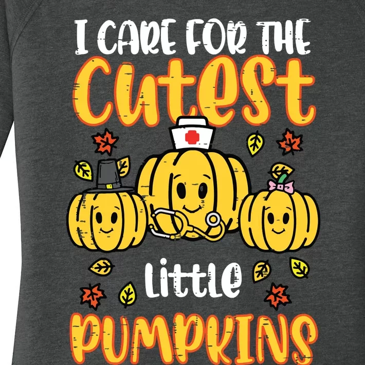 Pumpkins Nurse Halloween Scrub Top Fall Thanksgiving Women Women's Perfect Tri Tunic Long Sleeve Shirt