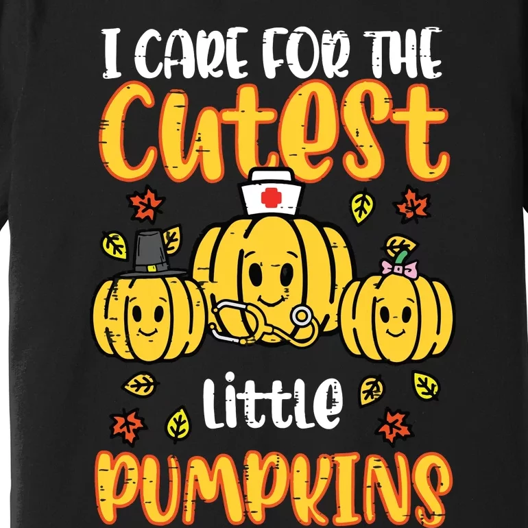 Pumpkins Nurse Halloween Scrub Top Fall Thanksgiving Women Premium T-Shirt