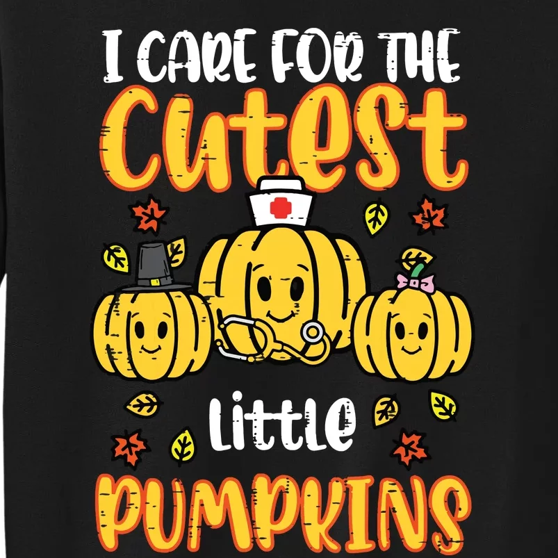 Pumpkins Nurse Halloween Scrub Top Fall Thanksgiving Women Tall Sweatshirt