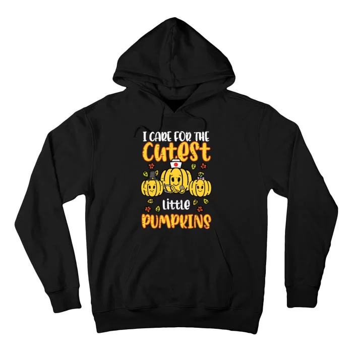 Pumpkins Nurse Halloween Scrub Top Fall Thanksgiving Women Tall Hoodie