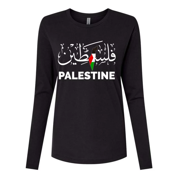 Palestine Name In Arabic Palestine Womens Cotton Relaxed Long Sleeve T-Shirt