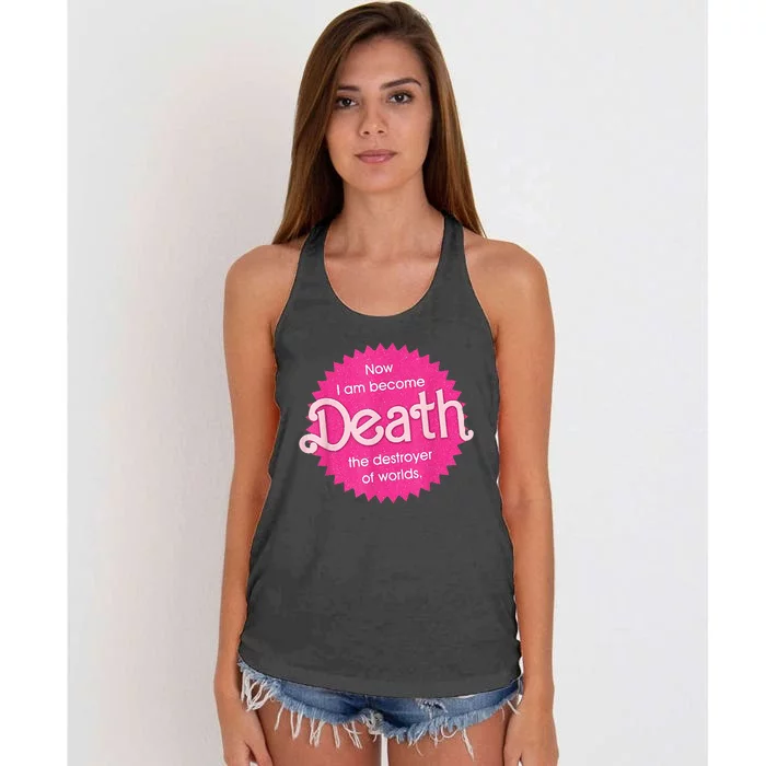 Pinkheimer Now I Am Become Death The Destroyer Of Worlds Women's Knotted Racerback Tank