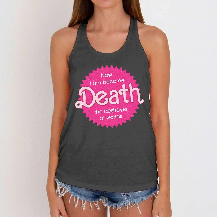 Pinkheimer Now I Am Become Death The Destroyer Of Worlds Women's Knotted Racerback Tank