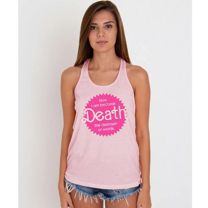 Pinkheimer Now I Am Become Death The Destroyer Of Worlds Women's Knotted Racerback Tank