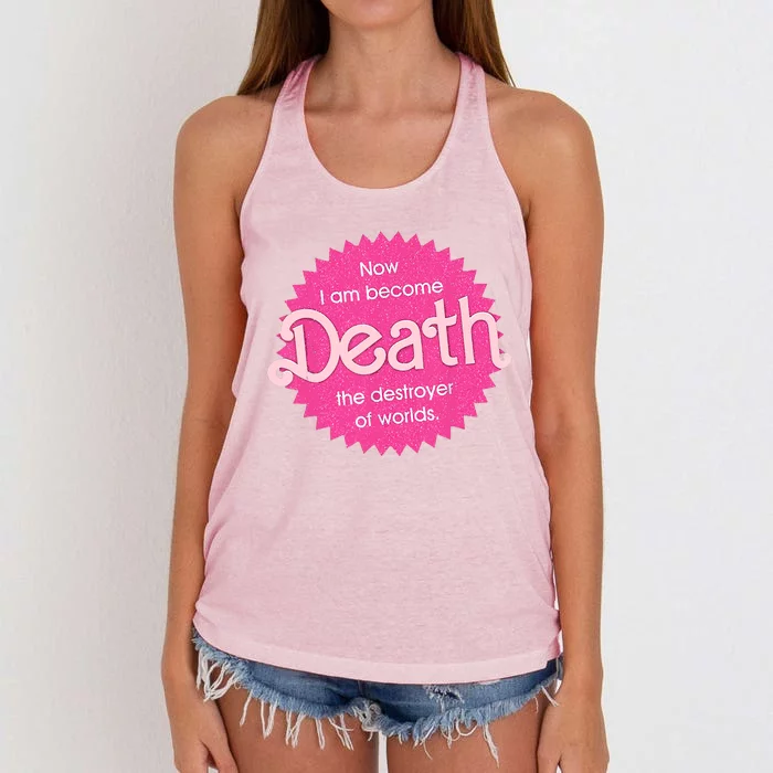 Pinkheimer Now I Am Become Death The Destroyer Of Worlds Women's Knotted Racerback Tank