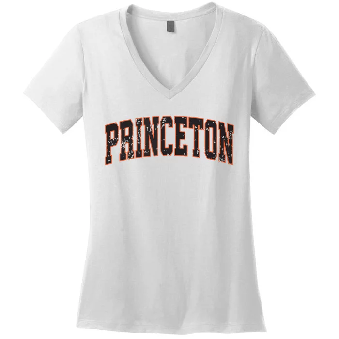 Princeton New Jersey Nj Vintage Athletic Sports Women's V-Neck T-Shirt