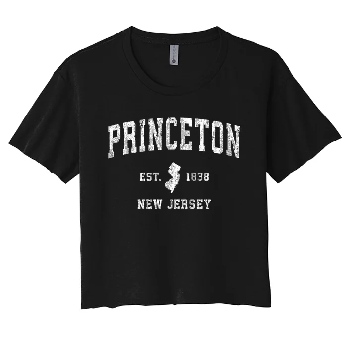 Princeton New Jersey Nj Vintage Established Sports Design Women's Crop Top Tee