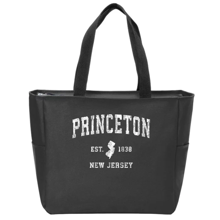 Princeton New Jersey Nj Vintage Established Sports Design Zip Tote Bag