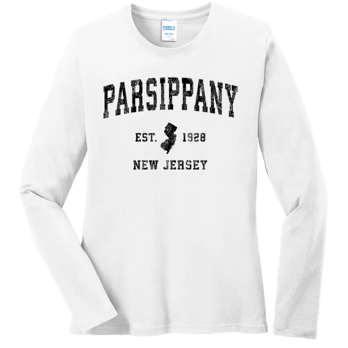 Parsippany New Jersey Nj Vintage Established Athletic Sports Design Ladies Long Sleeve Shirt