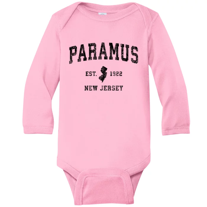 Paramus New Jersey Nj Vintage Athletic Sports Baby Long Sleeve Bodysuit