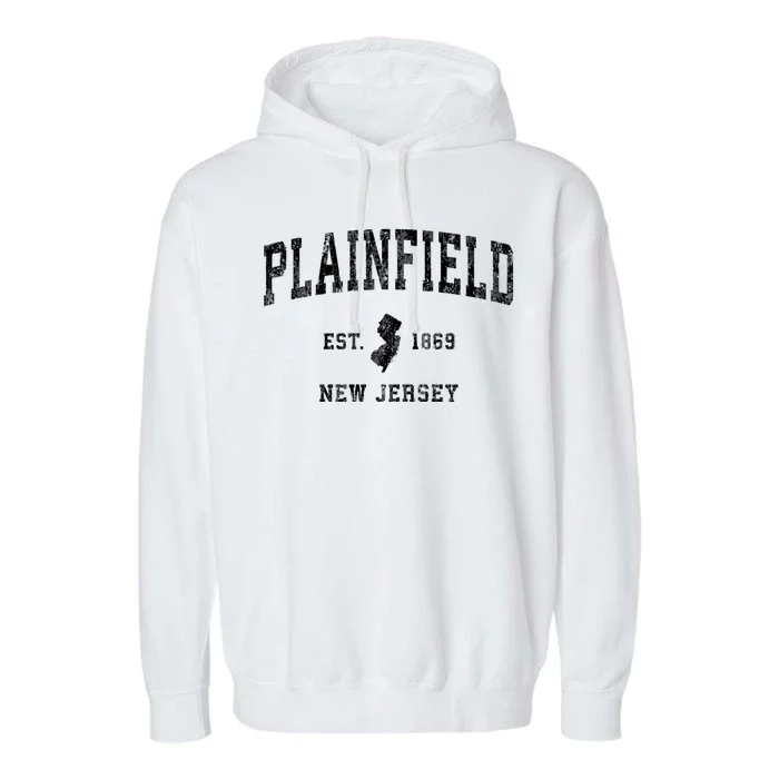 Plainfield New Jersey Nj Vintage Athletic Sports Garment-Dyed Fleece Hoodie