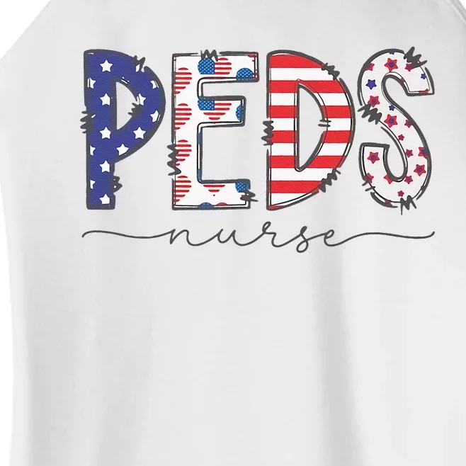 Peds Nurse July 4th Pediatric Nurse Happy Independence Day Women’s Perfect Tri Rocker Tank