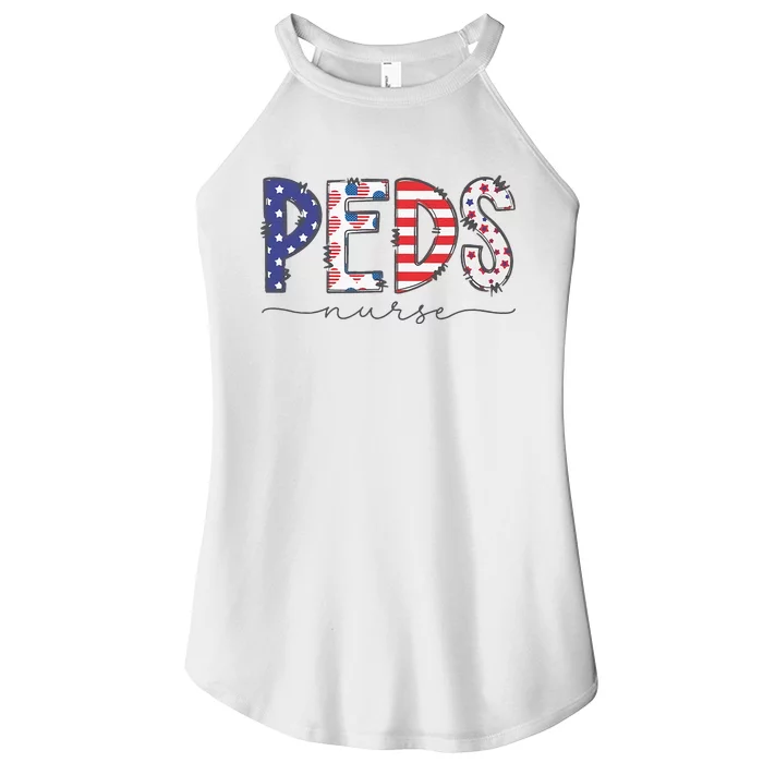 Peds Nurse July 4th Pediatric Nurse Happy Independence Day Women’s Perfect Tri Rocker Tank