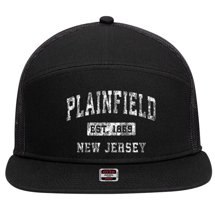 Plainfield New Jersey Nj Vintage Established Sports 7 Panel Mesh Trucker Snapback Hat