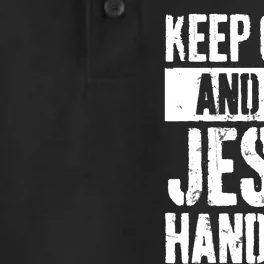 Personalized Name Keep Calm And Let Jesus Handle it Dry Zone Grid Performance Polo