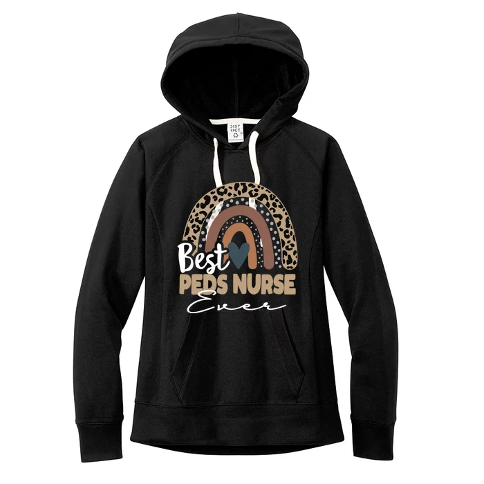 Peds Nurse Leopard Rainbow Pediatric Registered Nurse Prn Gift Women's Fleece Hoodie