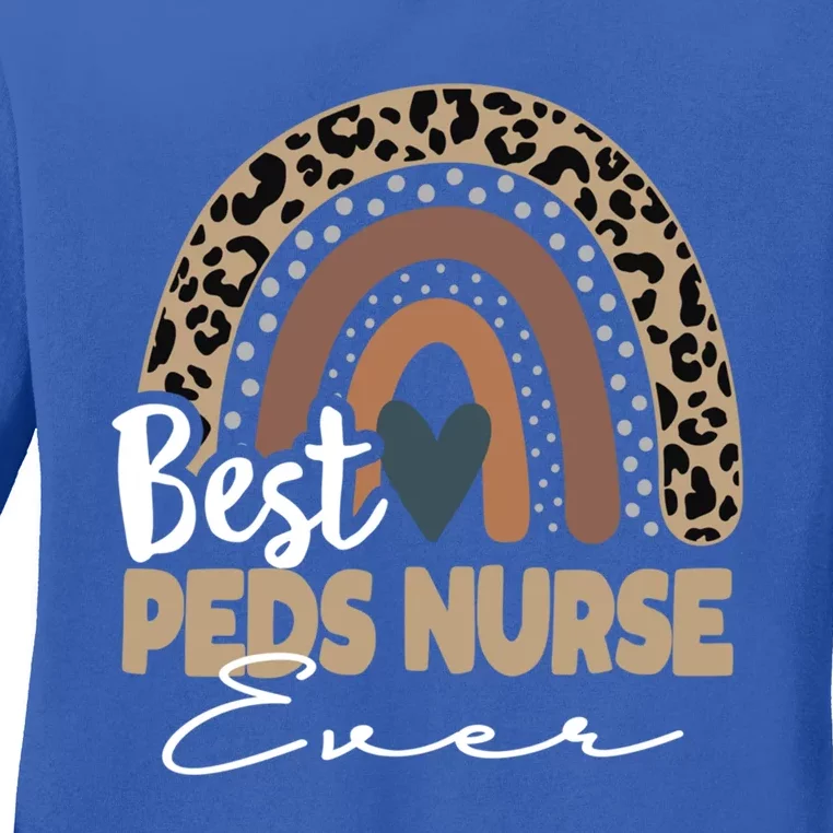 Peds Nurse Leopard Rainbow Pediatric Registered Nurse Prn Gift Ladies Long Sleeve Shirt