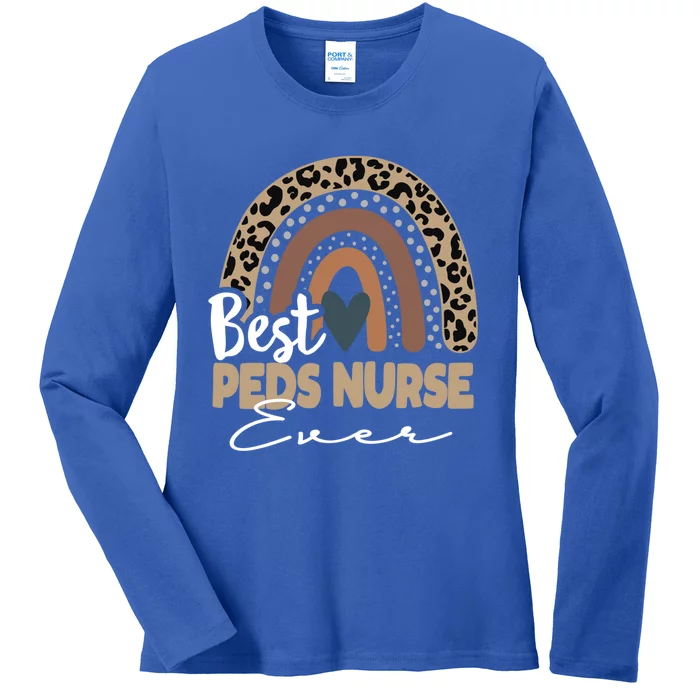 Peds Nurse Leopard Rainbow Pediatric Registered Nurse Prn Gift Ladies Long Sleeve Shirt