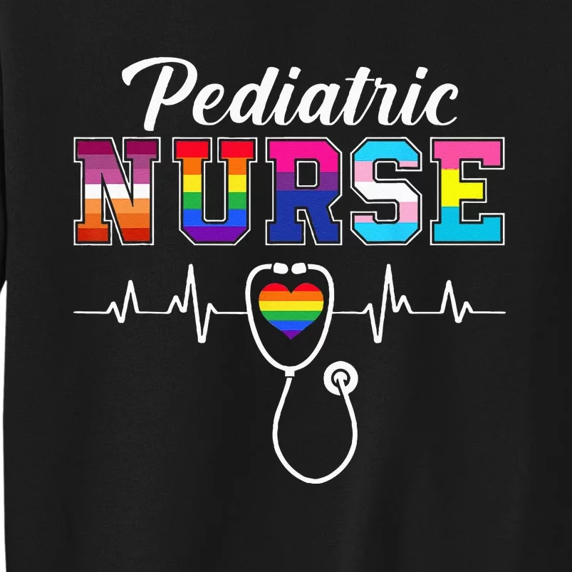 Pediatric Nurse LGBTQ Pride Rainbow Flag Registered Nurse RN Tall Sweatshirt