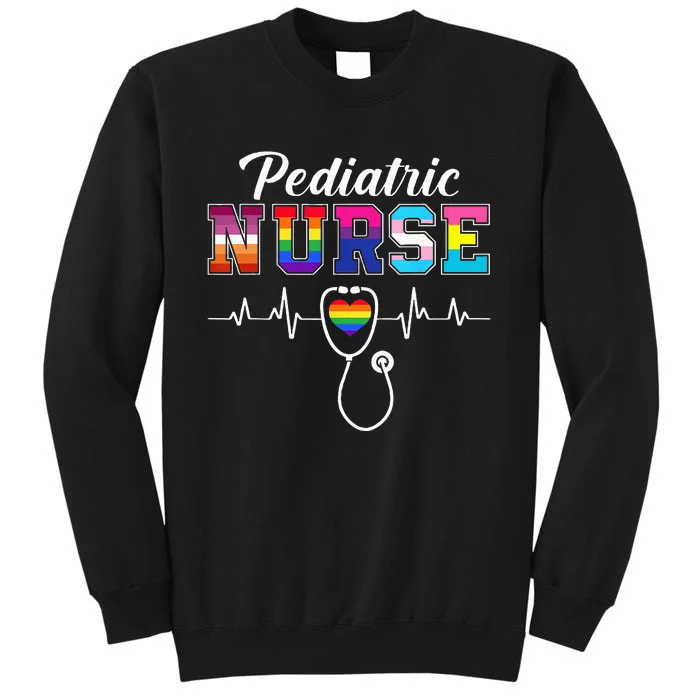 Pediatric Nurse LGBTQ Pride Rainbow Flag Registered Nurse RN Tall Sweatshirt