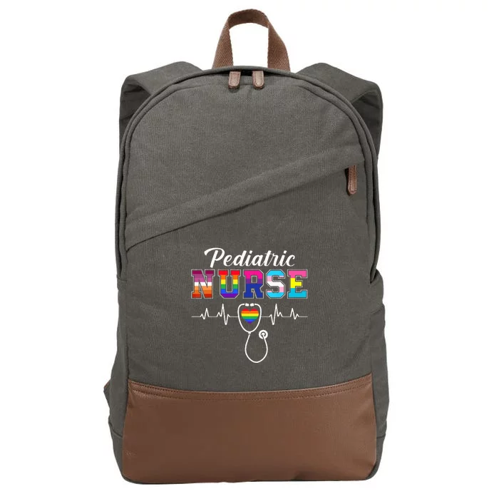 Pediatric Nurse LGBTQ Pride Rainbow Flag Registered Nurse RN Cotton Canvas Backpack