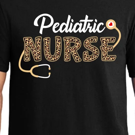 Pediatric Nurse Leopard Print Stethoscope Heart Nursing Gift Pajama Set