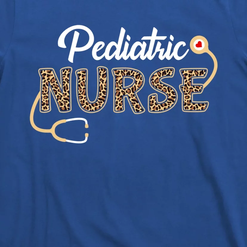 Pediatric Nurse Leopard Print Stethoscope Heart Nursing Gift T-Shirt