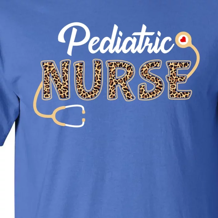 Pediatric Nurse Leopard Print Stethoscope Heart Nursing Gift Tall T-Shirt