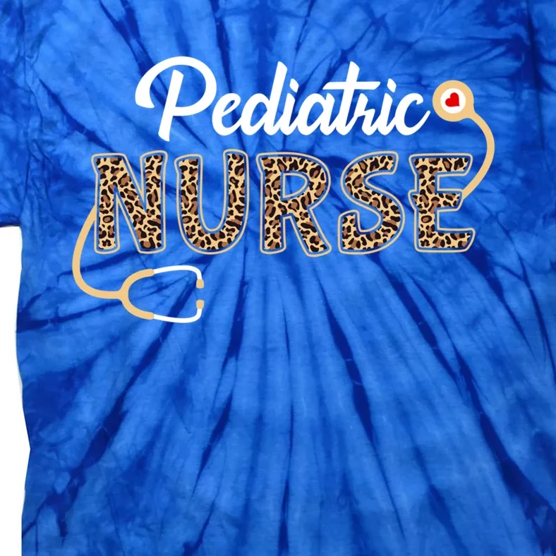 Pediatric Nurse Leopard Print Stethoscope Heart Nursing Gift Tie-Dye T-Shirt