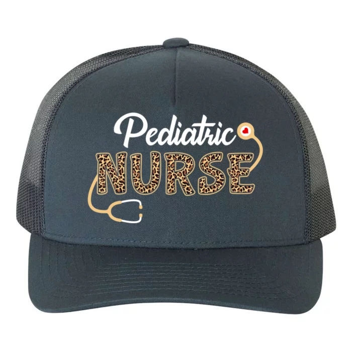 Pediatric Nurse Leopard Print Stethoscope Heart Nursing Gift Yupoong Adult 5-Panel Trucker Hat