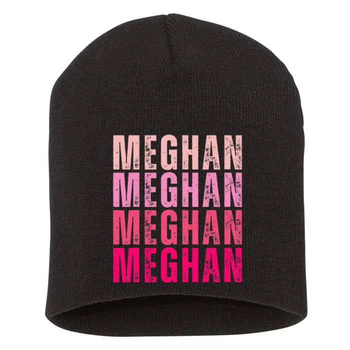 Personalized Name Meghan I Love Meghan Vintage 70S Short Acrylic Beanie