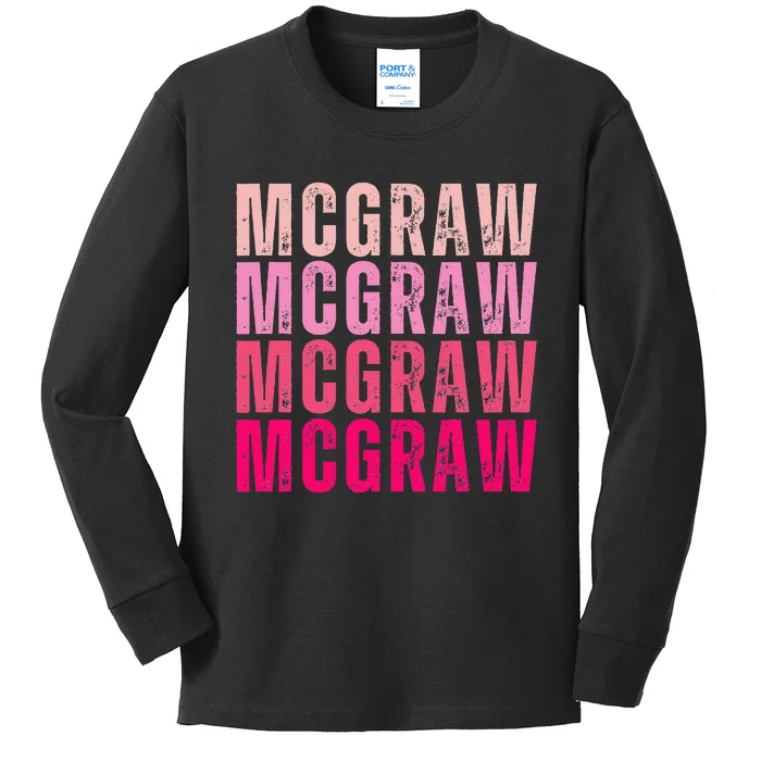 Personalized Name Mcgraw I Love Mcgraw Vintage Kids Long Sleeve Shirt