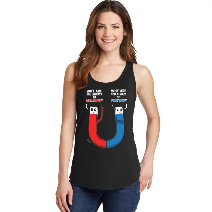 Positive Negative Magnet Science Chemistry Geek Nerd Ladies Essential Tank