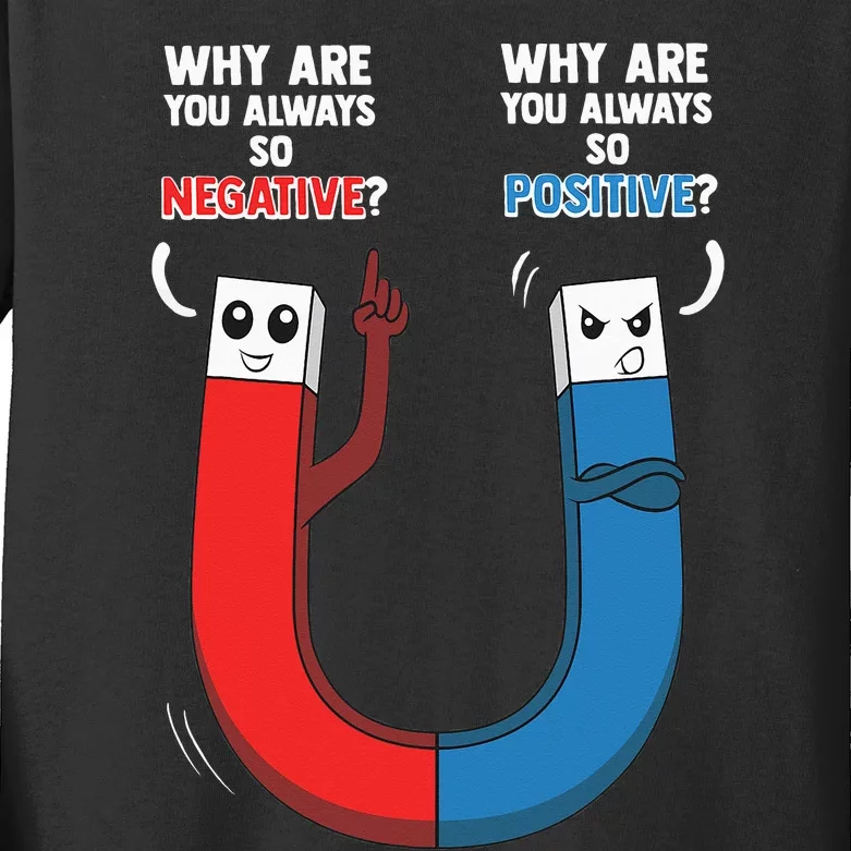 Positive Negative Magnet Science Chemistry Geek Nerd Kids Long Sleeve Shirt