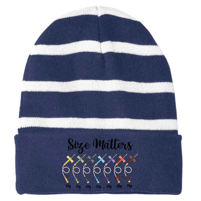 Phlebotomist Nurse Medical Humor Registered Nurse Vascular Access Striped Beanie with Solid Band