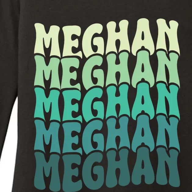 Personalized Name Meghan I Love Meghan Groovy 80S Womens CVC Long Sleeve Shirt