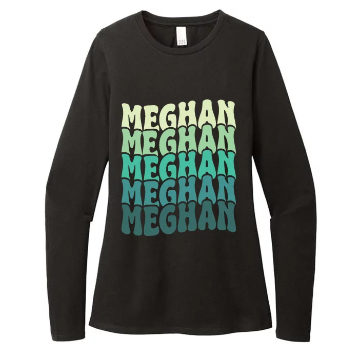 Personalized Name Meghan I Love Meghan Groovy 80S Womens CVC Long Sleeve Shirt