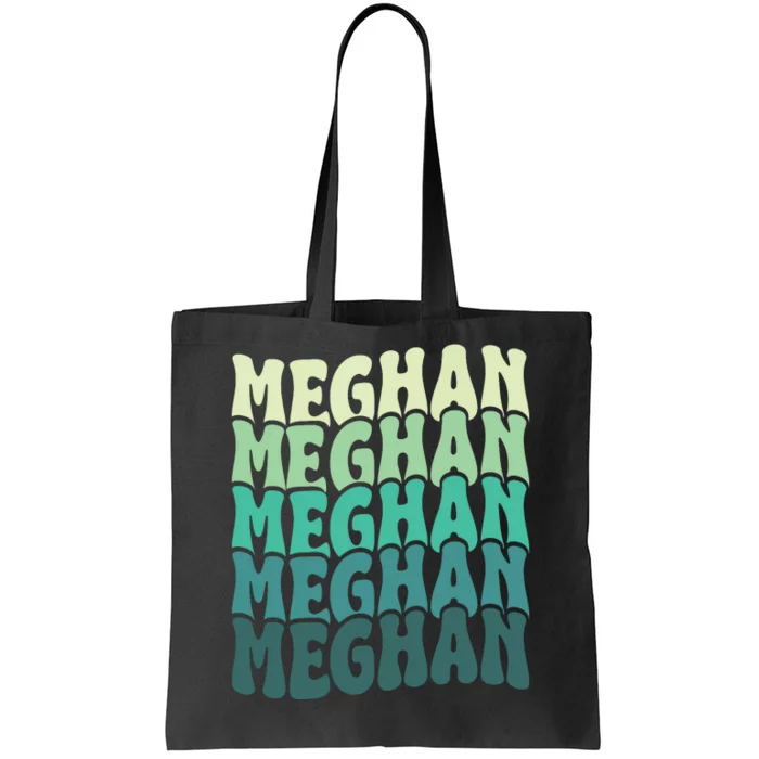 Personalized Name Meghan I Love Meghan Groovy 80S Tote Bag