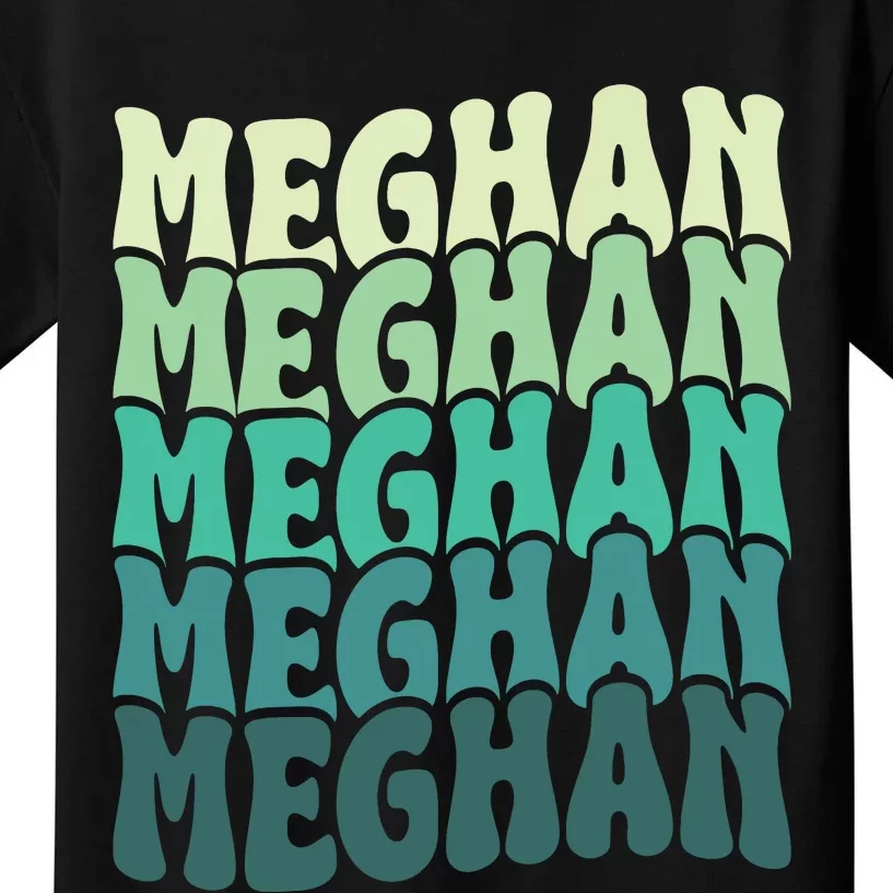 Personalized Name Meghan I Love Meghan Groovy 80S Kids T-Shirt