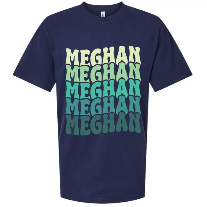 Personalized Name Meghan I Love Meghan Groovy 80S Sueded Cloud Jersey T-Shirt