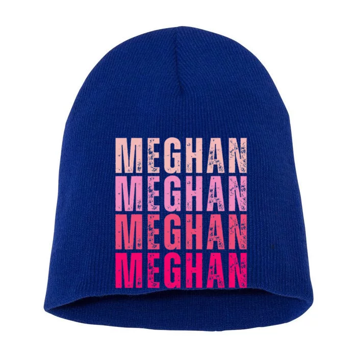 Personalized Name Meghan I Love Meghan Short Acrylic Beanie