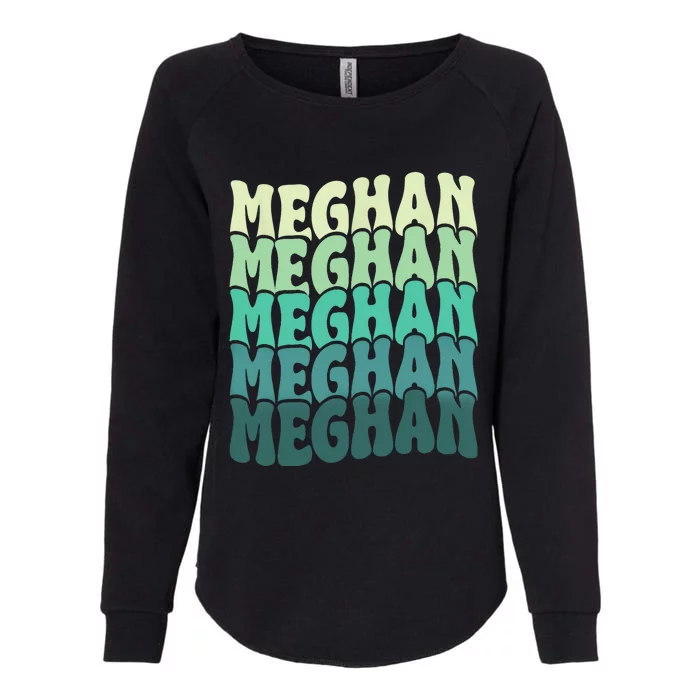 Personalized Name Meghan I Love Meghan Groovy 80S Womens California Wash Sweatshirt