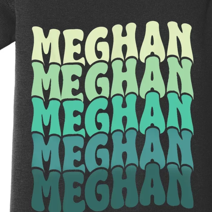 Personalized Name Meghan I Love Meghan Groovy 80S Baby Bodysuit