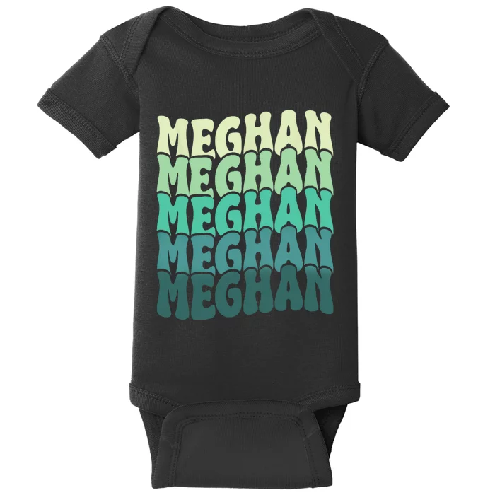 Personalized Name Meghan I Love Meghan Groovy 80S Baby Bodysuit